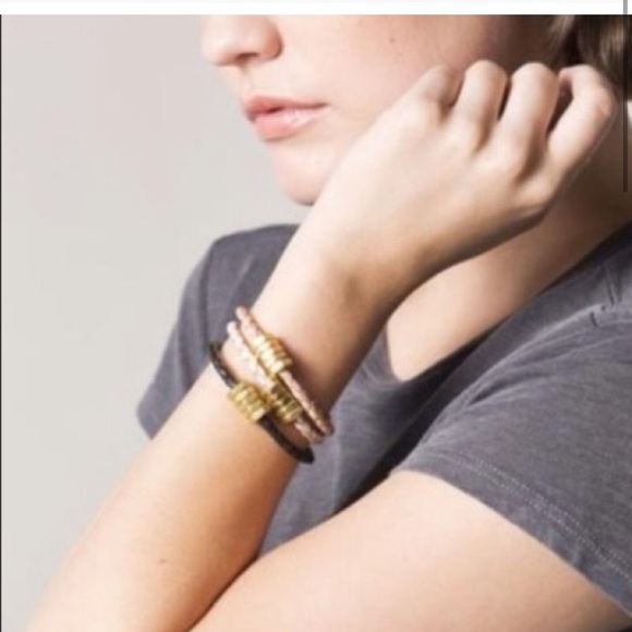 Half United Brass Honeycomb & White Worn Braided Leather Adjustable bracelet GUC - Picture 2 of 10